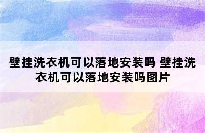 壁挂洗衣机可以落地安装吗 壁挂洗衣机可以落地安装吗图片